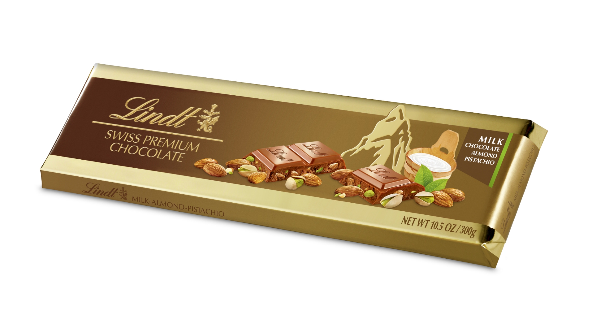 Bild von LINDT GOLD TABLET MILK ALMOND PISTACHIO 300GR