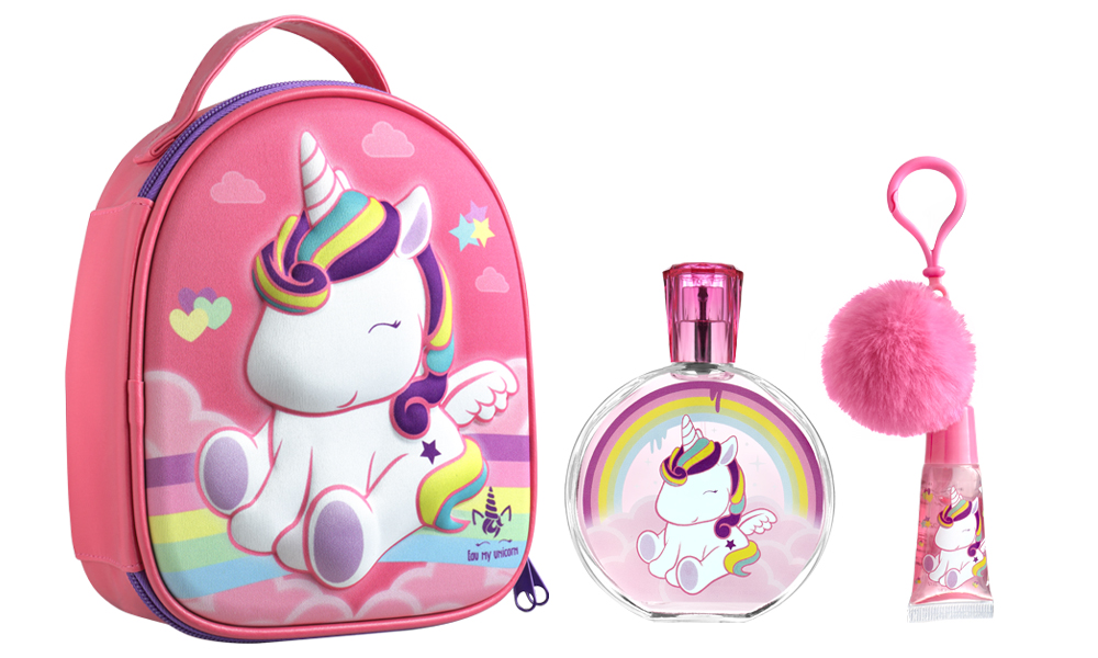 Bild von EAU MY KID EAU MY UNICORN ZIP CASE EDT 100ML + LIP GLOSS WITH POMPOM CHARM EDT