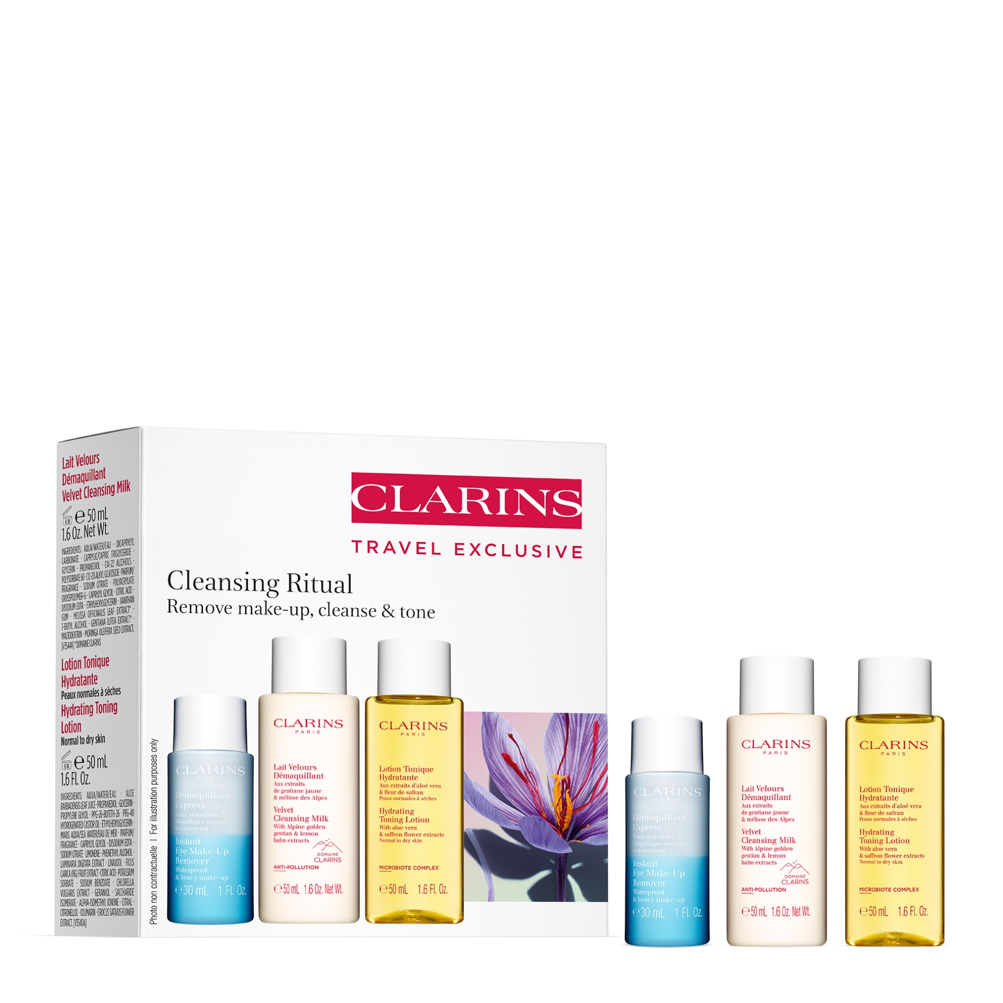 Bild von CLARINS W MAKEUP REMOVER TRIO (MAKE UP REMOVER 30ML+VELVET CLEANSING MILK 50ML+TONING LOTION DRY SKIN 50ML) FC FCR