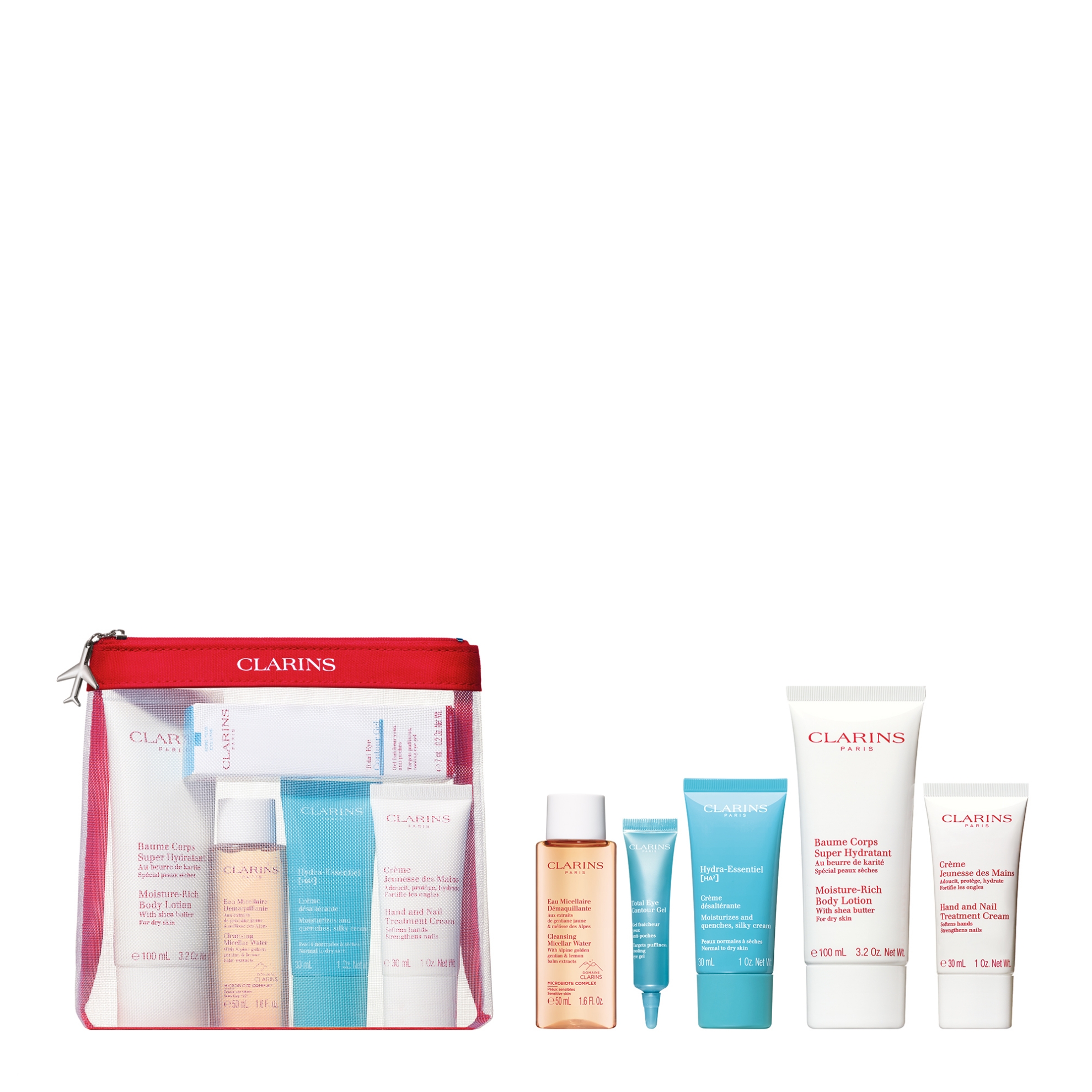 Bild von CLARINS W HEAD-TO-TOE MOISTURIZING ESSENTIALS SET (50ML CLEANSER+EYE GEL 3ML+BALM 15ML+CRM 30ML+BL 100ML+HANDCRM 30ML+POUCH) 1 A 2019